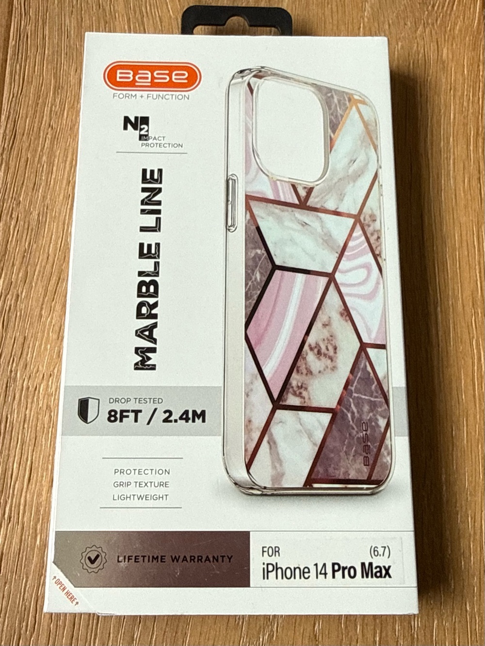 New Base Marble Line Pink Marble iPhone 14 Pro Max 6.7” pink purple gold Case